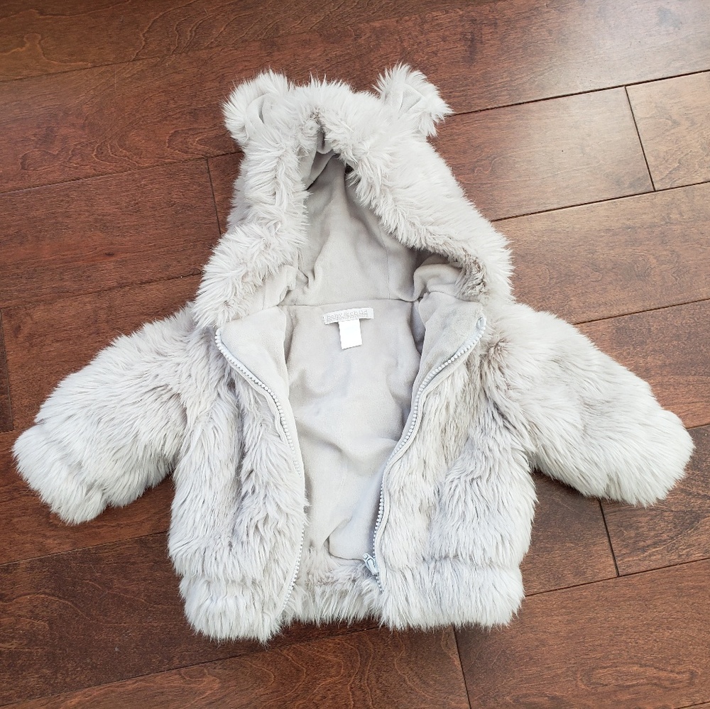 Restoration Hardware Baby & Child faux fur coat.